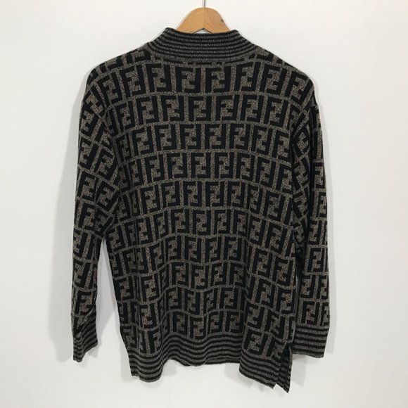👉SOLD  Fendi Vintage Sweater Mock Neck Logo - Picture 10 of 13